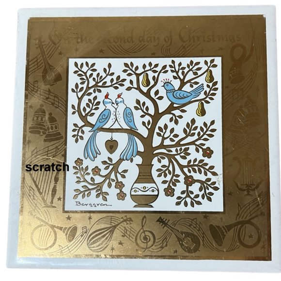 Vintage MCM Berggren Christmas Tile - The Second Day of Christmas 6"x6" - Picture 5 of 5